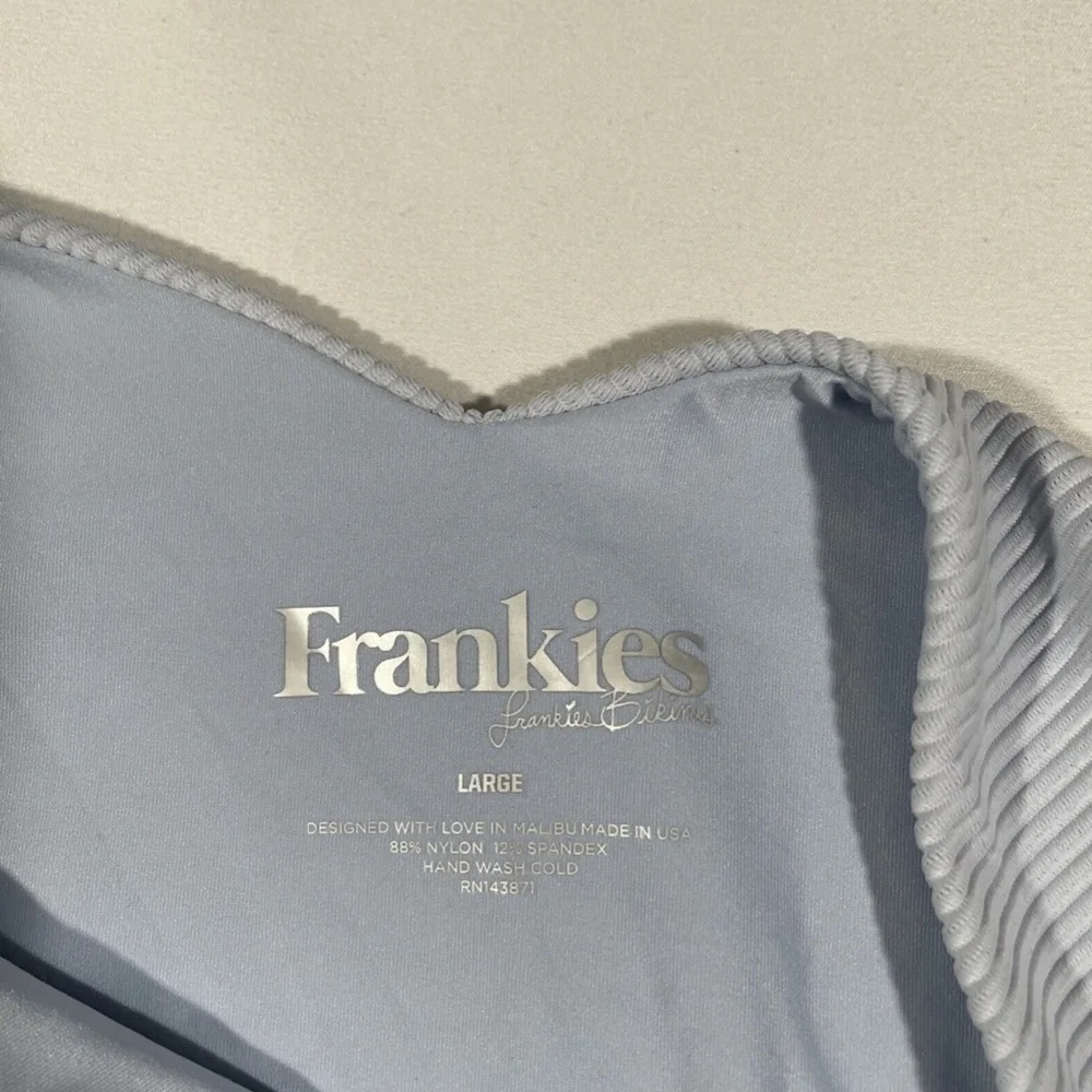 NEW Frankies Bikinis‎ [ Large ] Enzo Ribbed Cheeky Bikini Bottom Blue